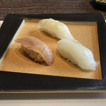 Ginza Sushi Sakai - スズキ、アオリイカ、金目鯛