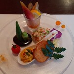 チャイニーズレストラン カレン - 前菜：ワカサギ　エビとセロリ　カボチャ　オクラ