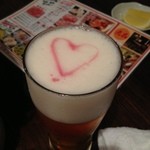 Wagyuu Yakiniku Tabehoudai Nikuyano Daidokoro - 飲み放題のビールにハート！カワイイ