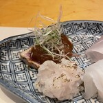 ままごとや - カツオの叩き松茸おろし　鱧の焼霜