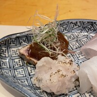 ままごとや - カツオの叩き松茸おろし　鱧の焼霜