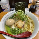 Chuukasoba Hanzawa - 限定 帆立貝と北寄貝出汁ラーメン 1500円　煮玉子トッピング