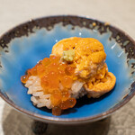 八王子 寿司 有 - 雲丹といくらの小丼