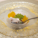 八王子 寿司 有 - 小豆のババロア マンゴー寄せ 抹茶きなこ