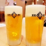 築地食堂 源ちゃん - 生ビール 中 アサヒスーパードライ（583円）