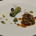 La Vallee d'Or - 三崎マグロ　異なる部位を異なる仕立てで　タルタルとアボカド　サワークリームソース　ほほ肉ムニエル　焦がしバターソース