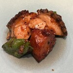 海鮮中国料理黄河 - 山口県産鮑　万願寺とうがらし　南瓜　茗荷