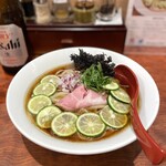 Sammaro - 【限定】酢橘の冷やしそば¥1200、瓶ビール¥550