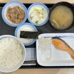 Matsuya - 焼鮭朝定食 ミニ牛皿