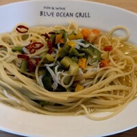 fish&wine BLUE OCEAN GRILL - 本日の日替わりパスタ:しらすとゴーヤのペペロンチーノ！