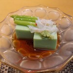 京橋 寿司 ひさ田 - 枝豆豆腐にカニとアスパラ