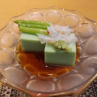 京橋 寿司 ひさ田 - 枝豆豆腐にカニとアスパラ