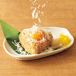 1 Onigiri rice ball topped with cheese and egg