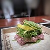 Narayamatiao - ◆久留米産馬肉の桜スモークタルタル風、米粉のクレープ､ハーブ