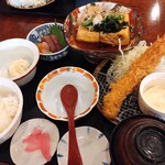 Ebi Furai To Teishoku Uo No Bu Shokudou - 揚げ出しエビフライ定食ランチ　選べる小鉢はポテトサラダ