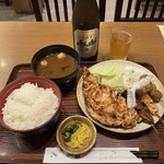 Tori mitsu - 手羽定食1350えん ご飯大盛り＋80えん 瓶ビール630えん