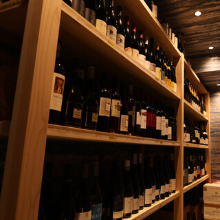 An impressive walk-in cellar filled with wines from all over the world