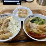れんげ食堂 Toshu  - ランチ ミニ生姜焼き丼セット(¥693)+3個餃子(¥176)