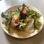 ステーション - サラダは複数の野菜を使用。
      酸味の効いたドレッシングも◎