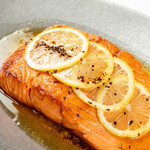 GRILLED ATLANTIC SALMON Butter-grilled salmon