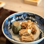 江戸前芝浜 - 生麩、、むきみ切り干し、一口茄子南蛮煮