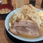 俺の生きる道 つくば店 - ラーメン小　ニンニク普通野菜増しアブラ増し