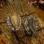 神楽坂 鉄板焼 向日葵 - 生前のあわびペア。