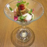 Derire - 明石タコ 焼きナスのピューレ 牛すね肉のリエット パイ生地 ミュウガ