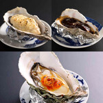 烟熏牡蛎/海胆酱油烤牡蛎/红味噌汤汁烤牡蛎