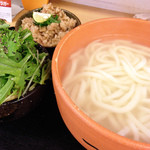 かすつけうどん、秋刀魚ご飯