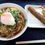 源平うどん - サイドに、竹輪天ぷら、蓮根天ぷら