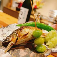 西麻布 清水 - 岐阜・長良川産 郡上鮎 ～新銀杏・京都 甘長唐辛子 蓼酢おろし～