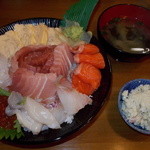 一夢庵 - 一夢庵　海鮮丼ランチ大盛セット　1000円 2013年10月Ver.