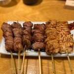 恵比寿ハジカミ - 串焼き3種盛り合わせ(ハラミ、ハツ、上シロ)