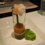 Rezandoruzayoumei Kurabu - ・ボタン海老の炙りとコンソメジュレ・ムラサキウニのソース