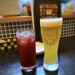 イタリア食堂SORA - ◆瀬戸内ヴァイツェン300ml:790円）、世界一美味しいカシスオレンジ（790円） クラフトビールは少し苦みがありますけれど爽やかな味わい。世界一は疑問かな、でも美味しいカシスオレンジ。笑