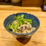 北新地ここの - 先付けの春雨とキノコ胡麻和え。良い！