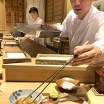 日本橋 蕎ノ字 - ☆車海老の頭を天つゆで。。。