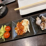Hishiki - 枝豆、ミニトマト、ポテサラ、つぶ煮