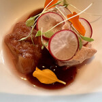 ＳＴ　エスティ - 前菜　鶏白レバーのムースとイチジクのキャラメリゼ