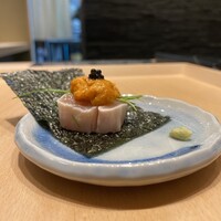 焼鳥 鐡 - ささみ海苔巻き雲丹キャビアのせ