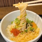 Nishidaya - 明太釜玉うどん【温】(小)(税込450円)
                私は剛麺の方が好きなのでピンとは来ませんでしたが、軟らかめが好きな方には嵌まるかもしれませんね