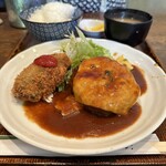 ファミーユ - 日替わり定食(900円)
チーズハンバーグとスタッフドピーマンのフライ