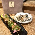 Nakameguro Kakiiredoki - エイのレバ刺しと焼き牡蠣