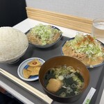 もつ乃 - 2種盛り(もつ、ご飯大盛り)