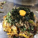 Okonomiyaki Hirano - ソバ、コチュジャンライス、プルコギ、韓国海苔、黄身のせ❣️