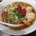 自家製麺 5102 - 辛醤油ラーメン大盛1050円 辛み追加100円