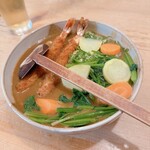 得正 - エビフライカレーうどん エビ 野菜トッピング