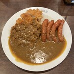 CoCo壱番屋 - 手仕込とんかつカレー1093円+ソーセージ4本316円+ライス400g110円+2辛44円=計1563円