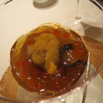 レストラン ラ フィネス - 伊勢海老のジュレ、雲丹と筋子、関アジと共に1